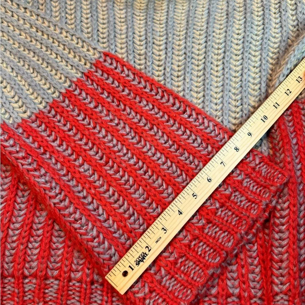 Cliché Chunky Knit Boxy Cowl Neck Sweater M Colorblock - Picture 7 of 11